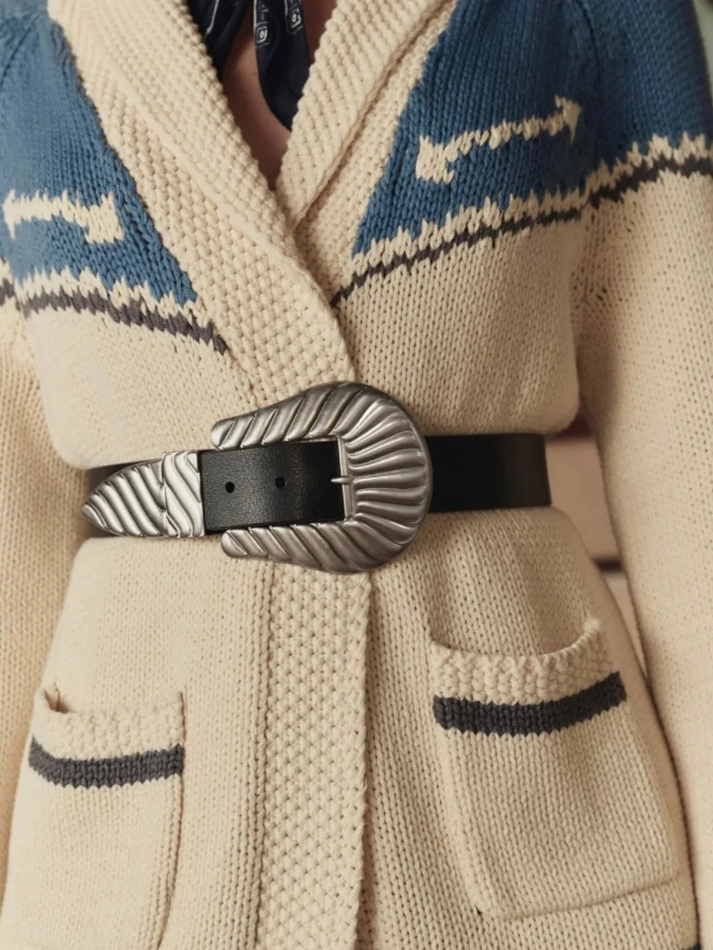 The Western Riding Cardigan Sweater ~ Robin Blue - Picture 5 of 5